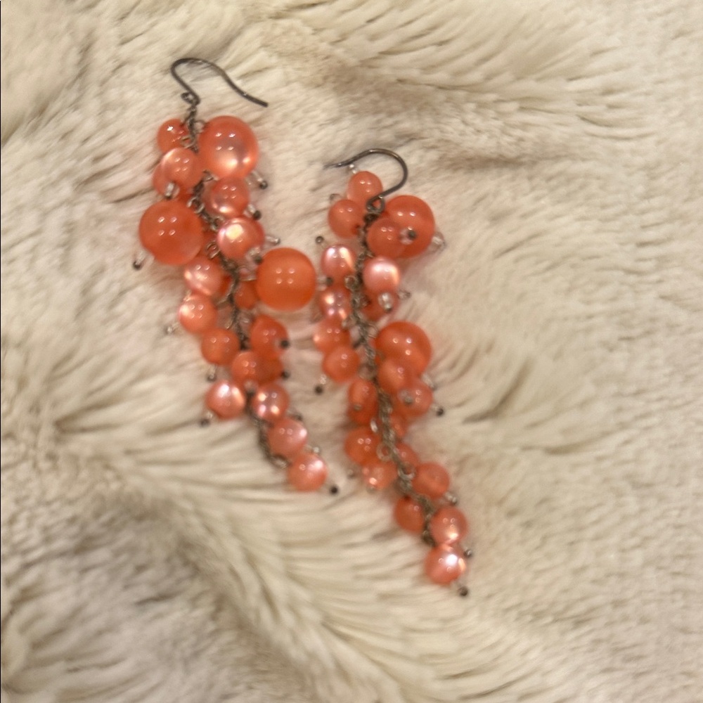 Elegant Orange Beaded Dangle Earrings